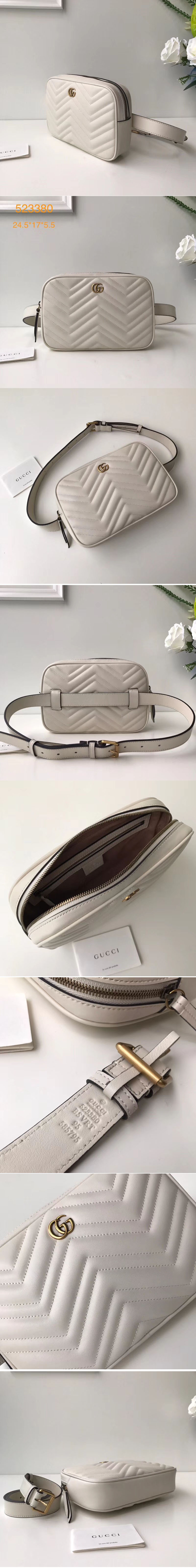 Replica Gucci GG Marmont matelasse belt bag 523380 White