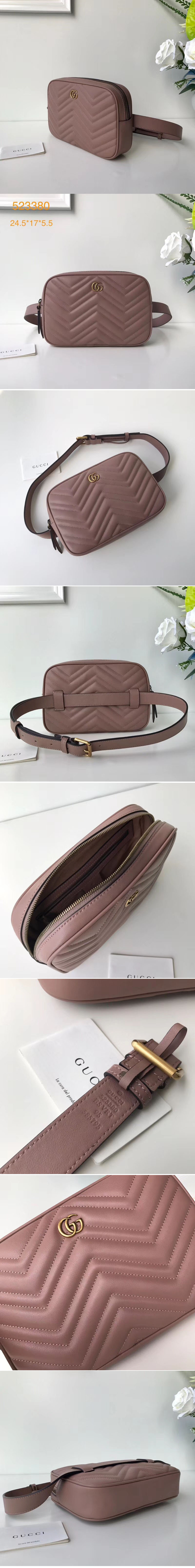 Replica Gucci GG Marmont matelasse belt bag 523380 Pink