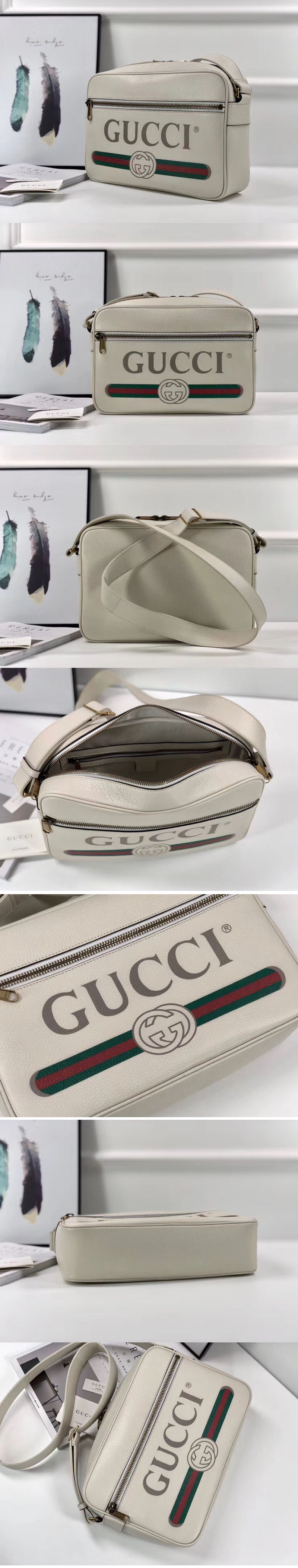 Replica Gucci 523589 Print Shoulder Bag White