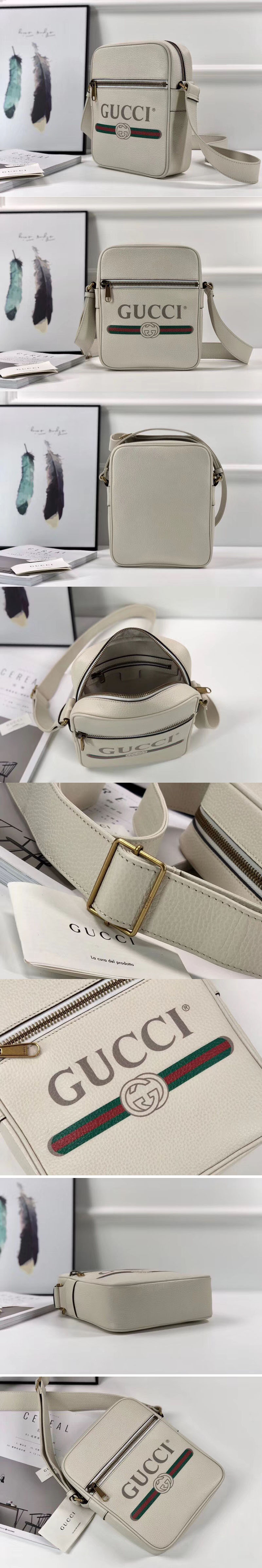 Replica Gucci 523591 Print Messenger Bags White