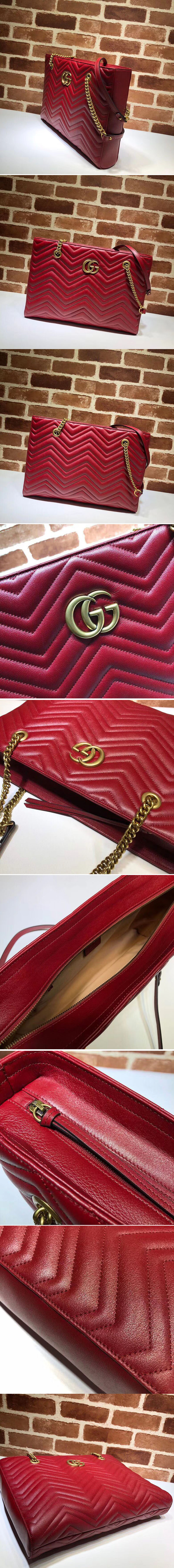 Replica Gucci GG Marmont matelasse medium tote 524578 Red