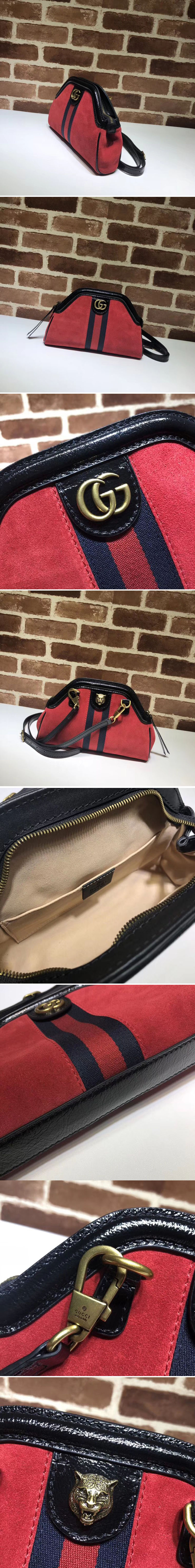 Replica Gucci RE BELLE Suede small shoulder bags 524620 Red