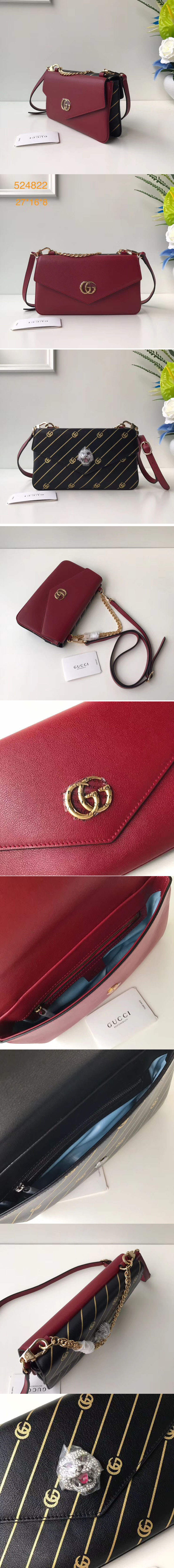 Replica Gucci 524822 Medium double shoulder bags Black/Red