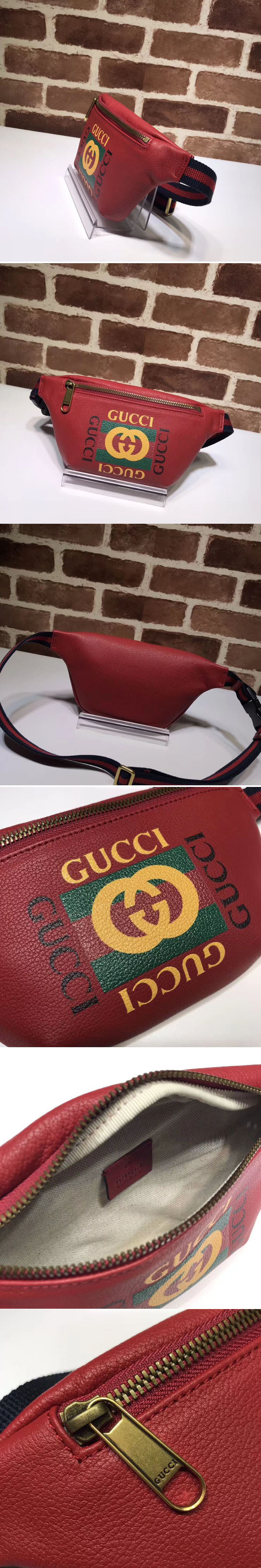 Replica Gucci Print small belt bag 527792 Red