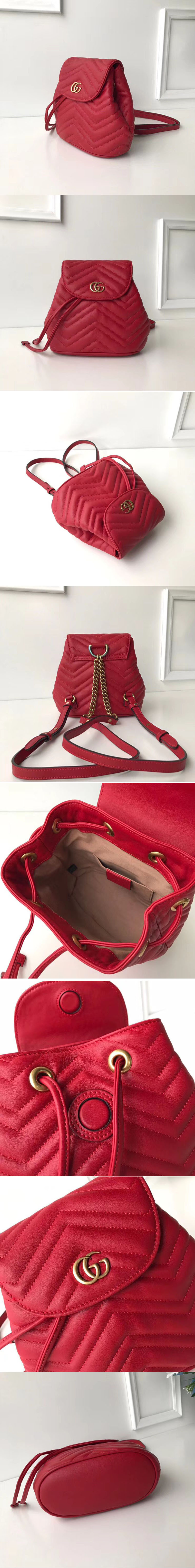 Replica Gucci 528129 GG Marmont matelasse backpack Red