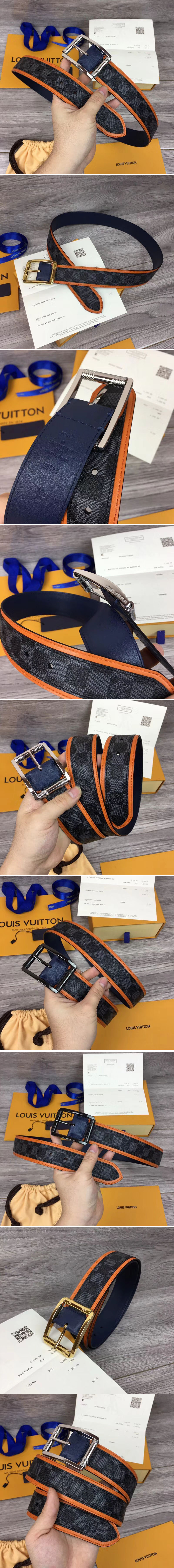 Replica Louis Vuitton M0039U LV Reverso 40mm Reversible Belt Damier graphite canvas