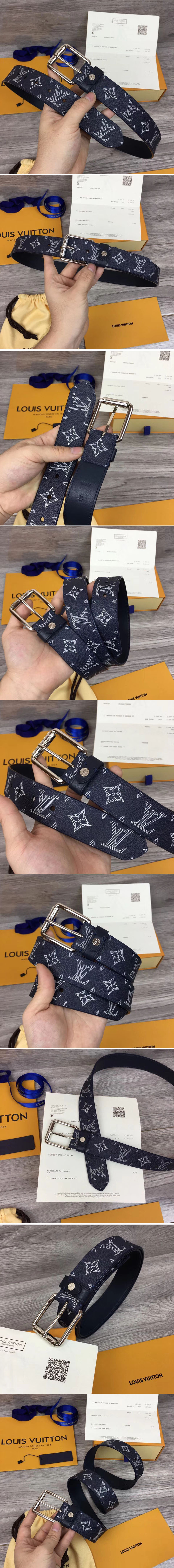 Replica Louis Vuitton M0047Q Voyager 35mm belt Monogram Ink canvas