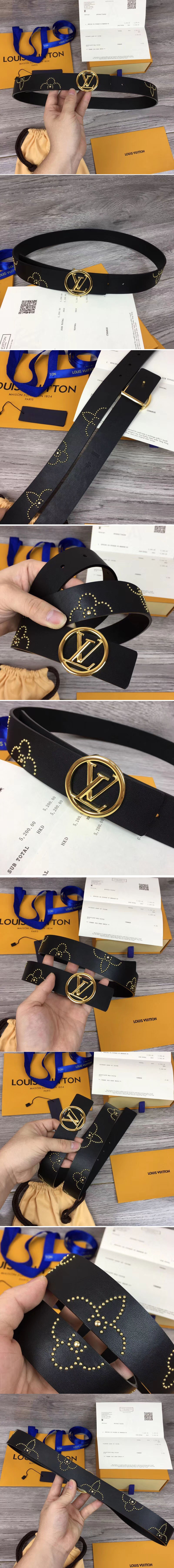 Replica Louis Vuitton M0062U LV Iconic 35mm belt Black Calf Leather Gold Buckle