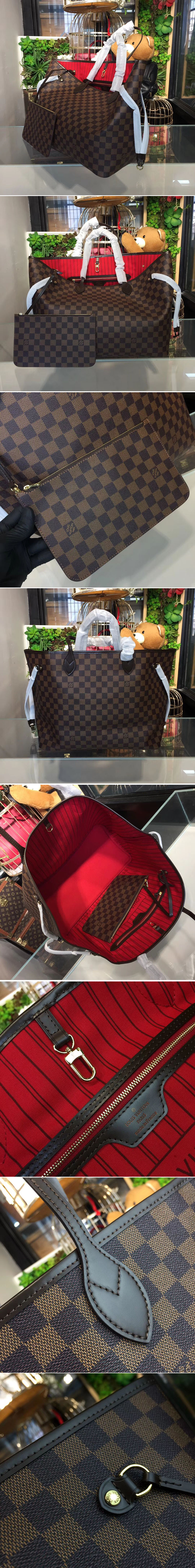 Replica Louis Vuitton N41357 Neverfull GM Damier Ebene Canvas Bags