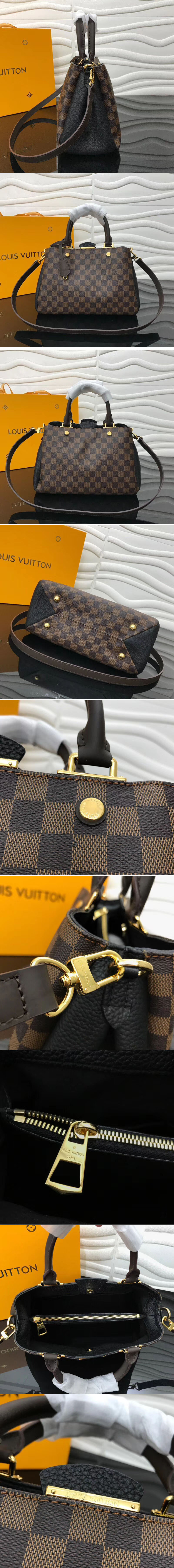 Replica Louis Vuitton N41673 LV Damier Ebene Canvas Brittany Bags Black