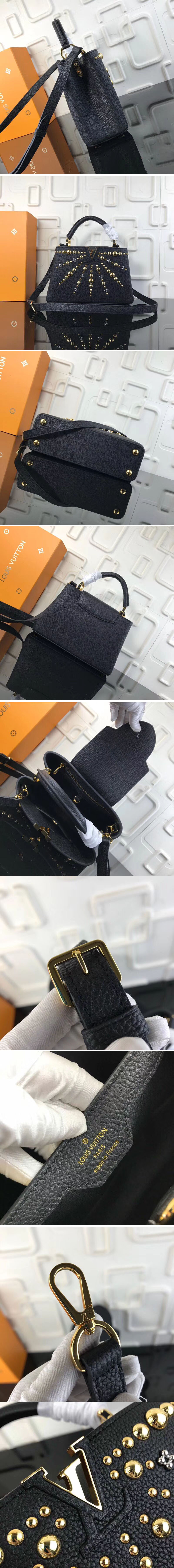 Replica Louis Vuitton M48865 LV Taurillon Leather Capucines BB Bags Black