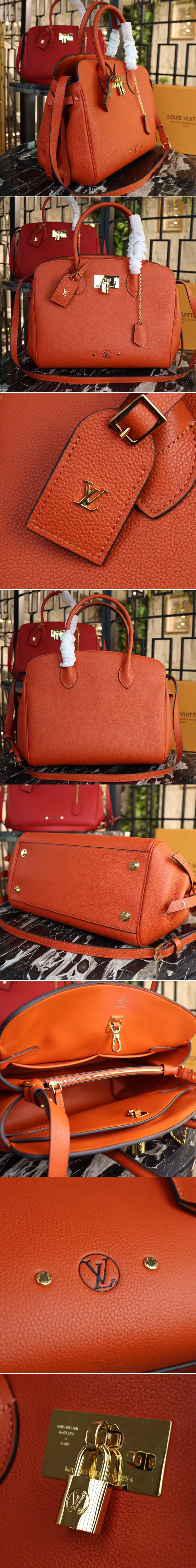 Replica Louis Vuitton M51445 LV Veau Nuage Leather Milla MM Bags Orange