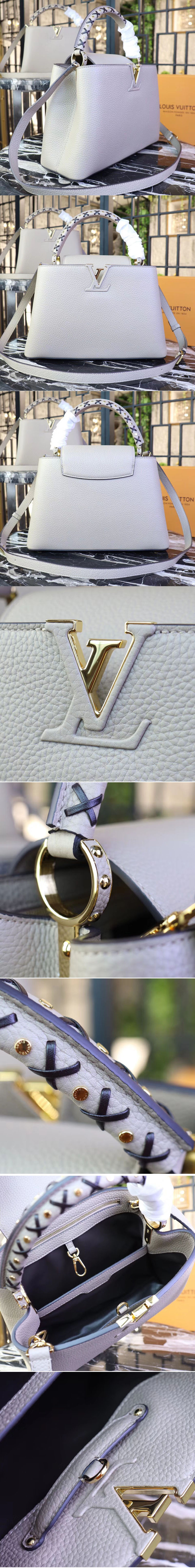 Replica Louis Vuitton M52384 LV Taurillon Leather Capucines BB Bags Gray