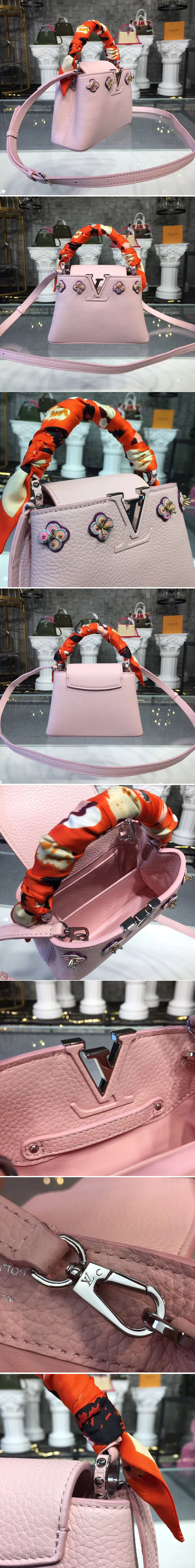 Replica Louis Vuitton M54336 LV Taurillon Leather Capucines Mini Bags Pink