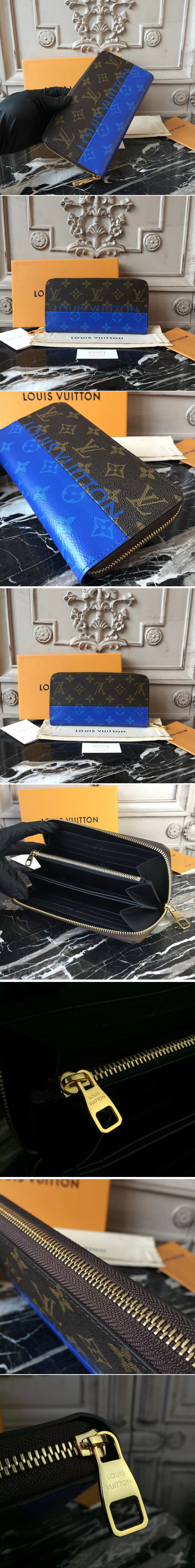 Replica Louis Vuitton Monogram Blue Canvas Zippy Wallet M60017