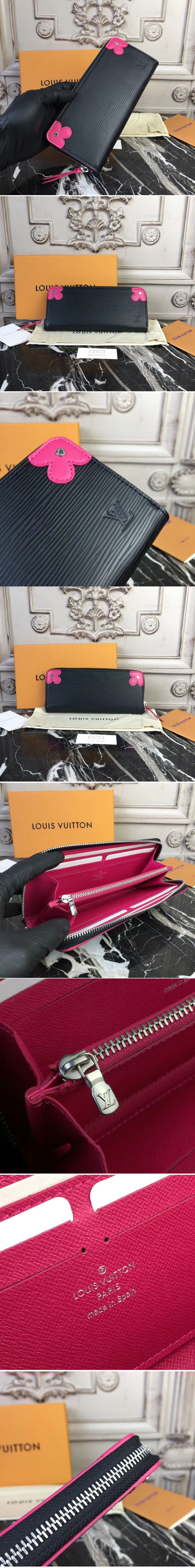 Replica Louis Vuitton M62968 Clémence wallet Epi leather Black