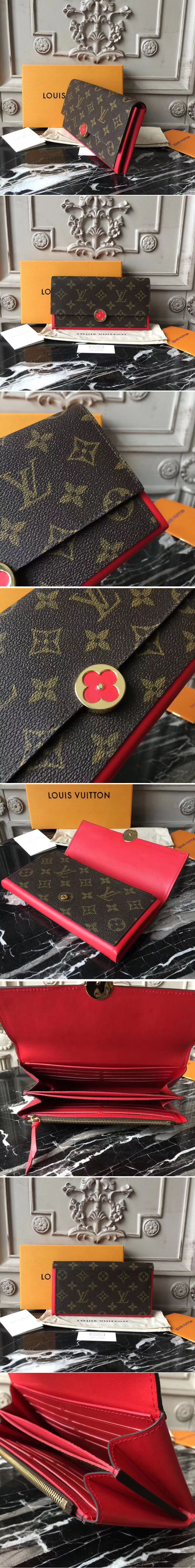 Replica Louis Vuitton M64585 Flore Monogram Canvas Wallet Red