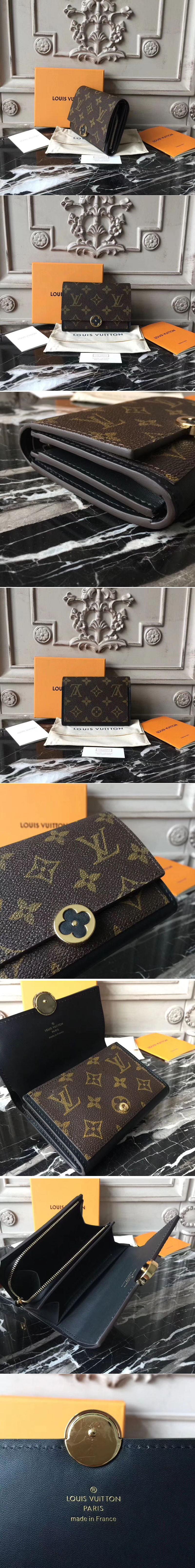 Replica Louis Vuitton M64587 Flore Compact Monogram Canvas Wallet Black