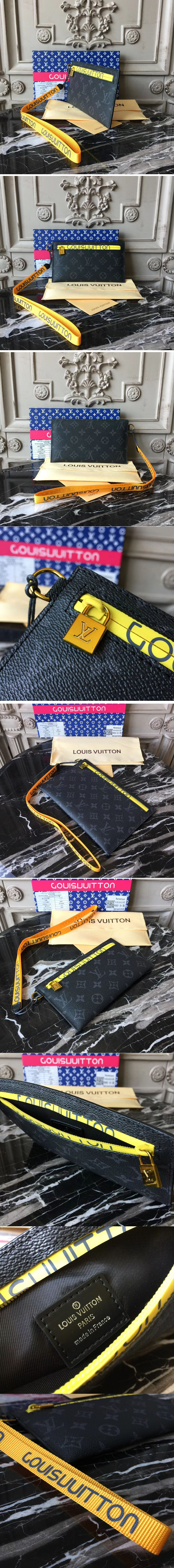 Replica Louis Vuitton M68003 Ribbon Pouches PM Monogram Eclipse Canvas Black