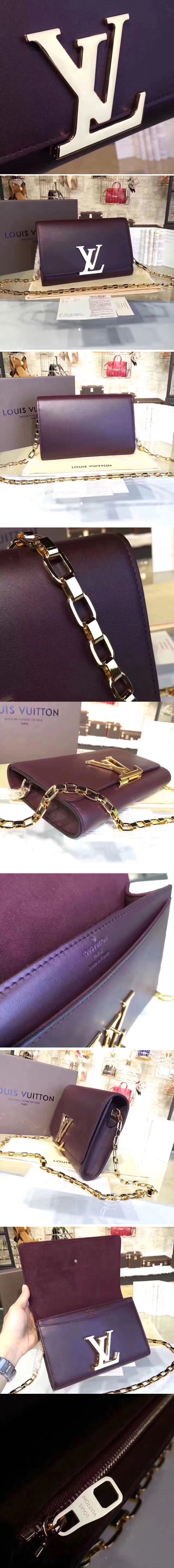 Replica Louis Vuitton M94335 Smooth Calfskin Chain Louise GM Bags Purple