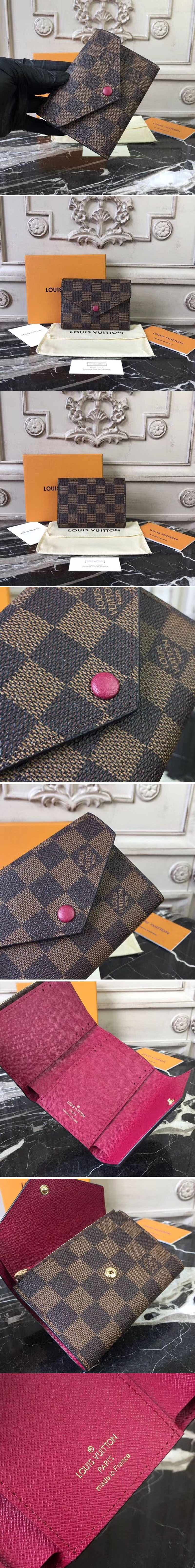 Replica Louis Vuitton N41659 Damier Ebene Canvas Victorine Wallet Red