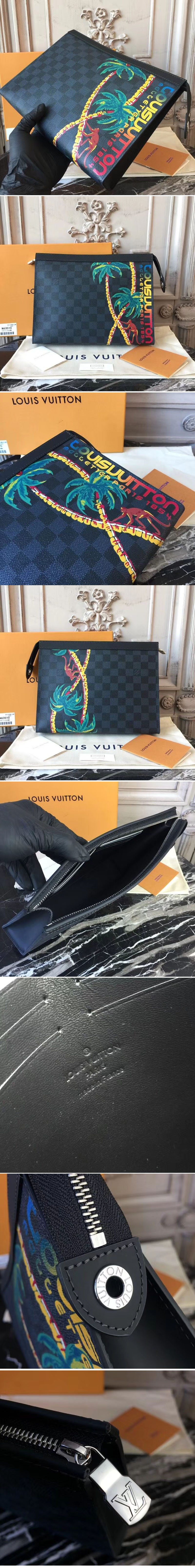 Replica Louis Vuitton N63510 Pochette Voyage MM Damier Cobalt Canvas Bags