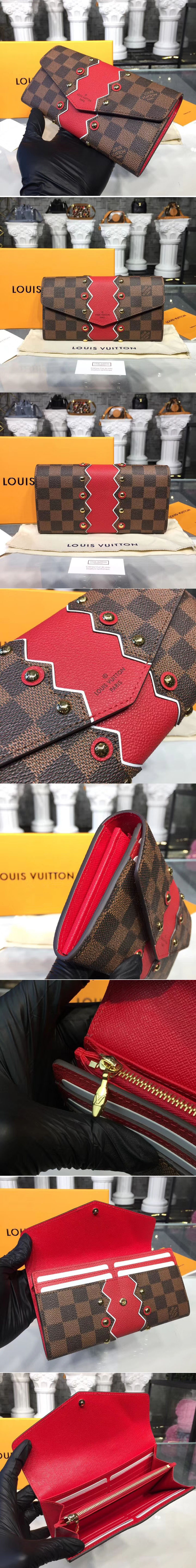 Replica Louis Vuitton N60151 LV Damier Ebene Canvas Sarah Wallet