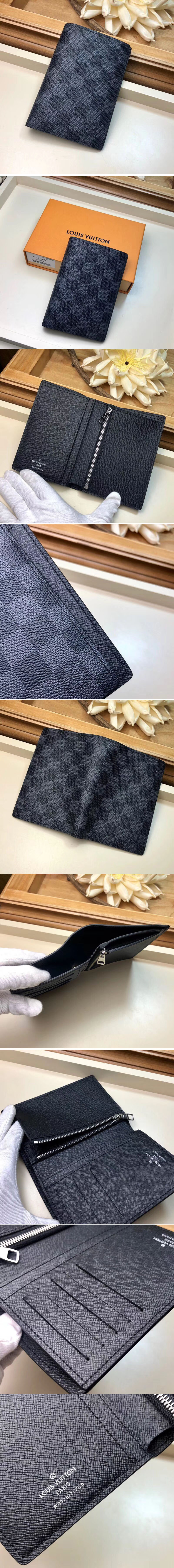 Replica Louis Vuitton N61226 LV Regular Wallet Damier Graphite Canvas