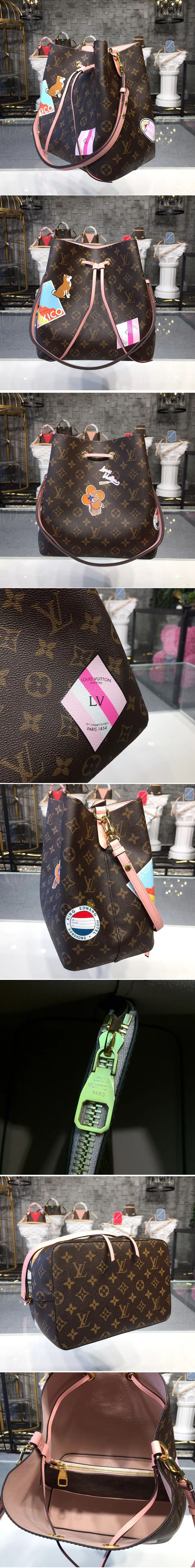 Replica Louis Vuitton P01072 LV Neonoe MY LV World Tour Monogram Canvas Bags Pink