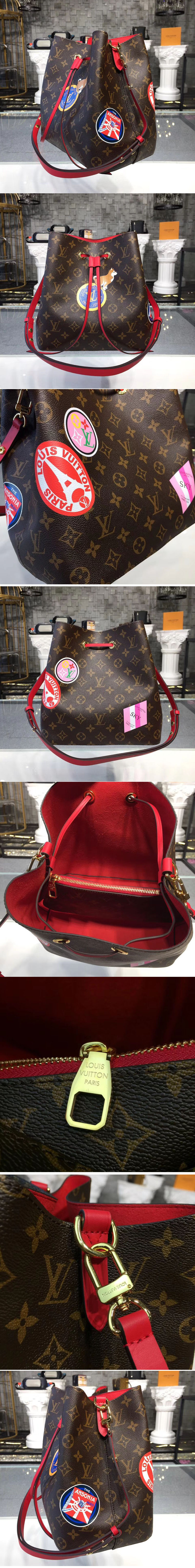 Replica Louis Vuitton P01072 LV Neonoe MY LV World Tour Monogram Canvas Bags Red