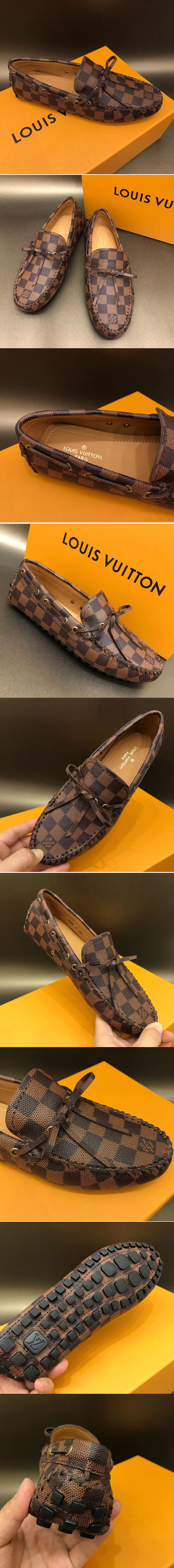 Replica Louis Vuitton LV Arizona Moccasin Shoes Damier Ebene Canvas