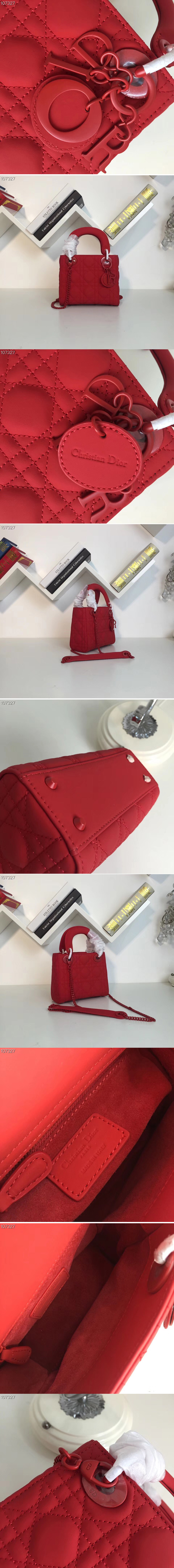 Replica Mini Lady Dior flap Ultra-matte bag in Matte Red Cannage calfskin Leather