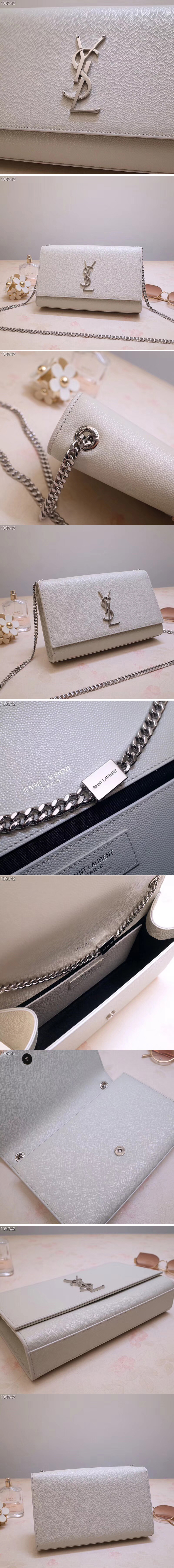 Replica Saint Laurent YSL 354021 Kate Tassel Chain Bag White Calf Leather