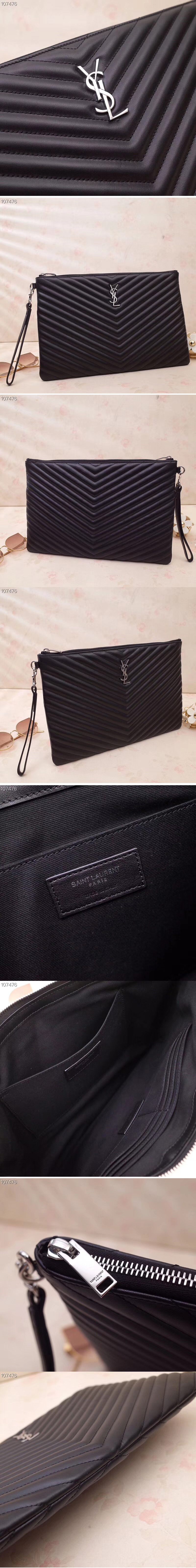 Replica Saint Laurent YSL 440222 Monogram document holder Bags in Black matelasse leather