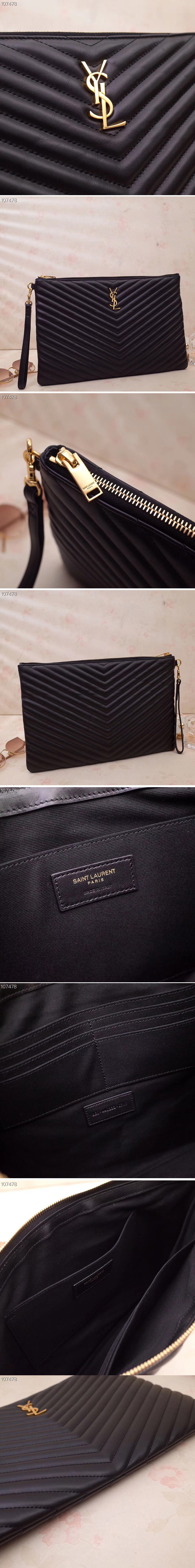 Replica Saint Laurent YSL 440222 Monogram document holder Bags in Black matelasse leather Gold Hardware