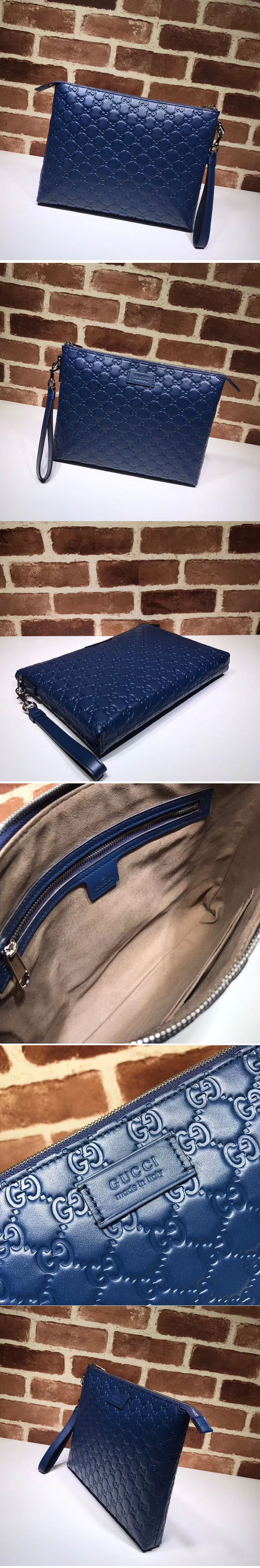 Replica Gucci Signature soft Leather men's bag Blue