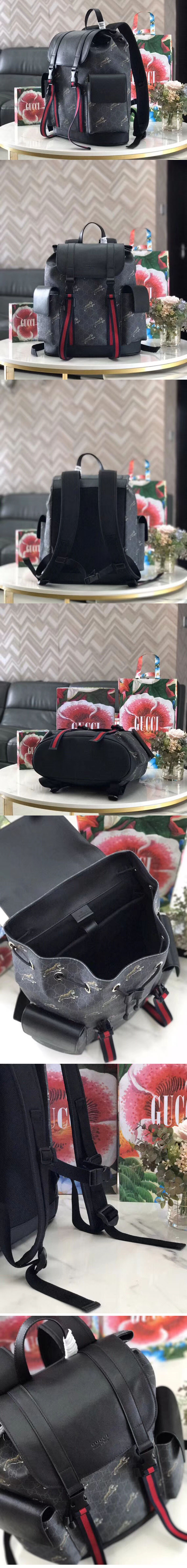 Replica Gucci 495563 Soft GG Supreme tigers backpack Black