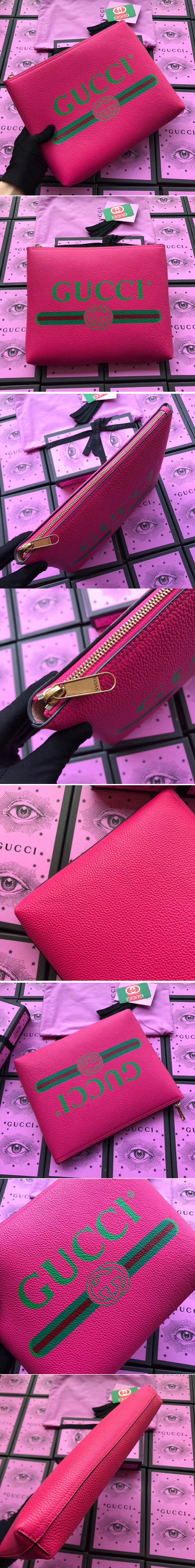 Replica Gucci 500981 Print leather medium portfolio Pink Leather