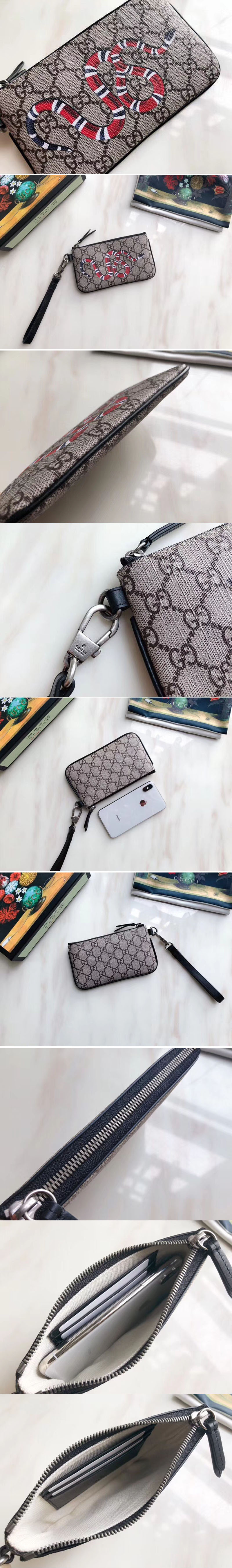 Replica Gucci 522866 Kingsnake print GG Supreme pouch