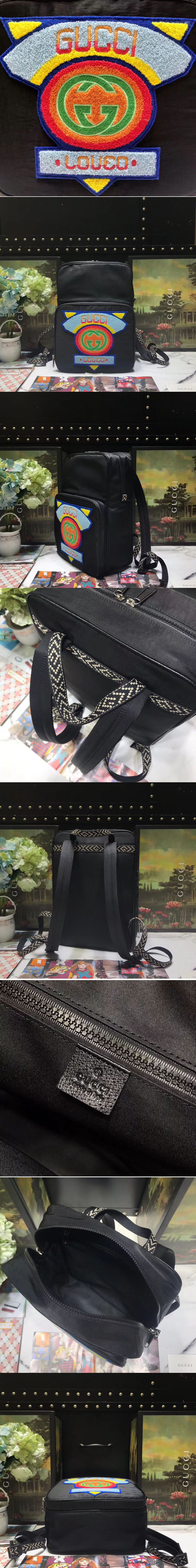 Replica Gucci ‎536724 Medium backpack with Gucci '80s patch black nylon