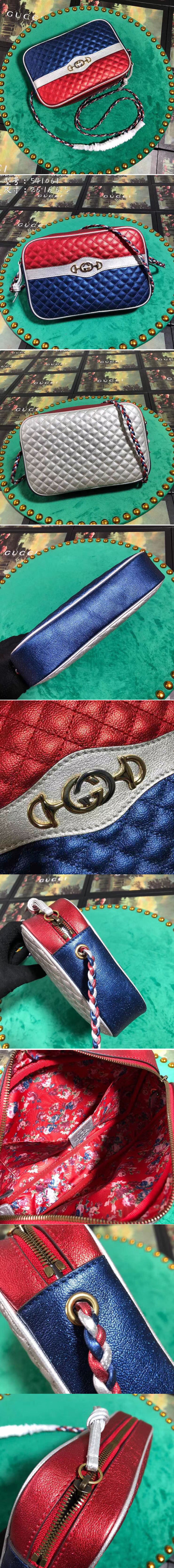 Replica Gucci 541061 Laminated Leather Small Shoulder Bag Red and Blue