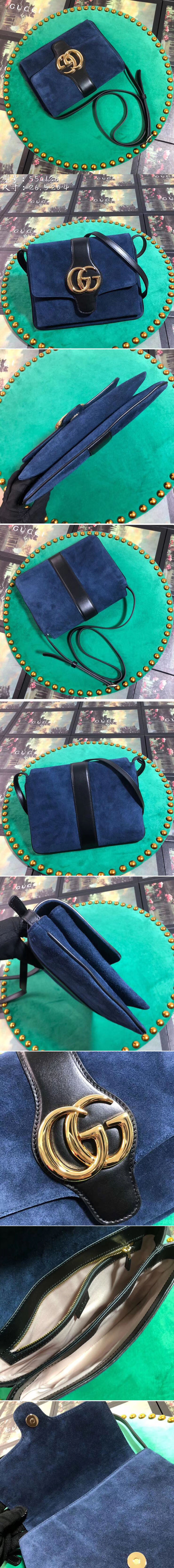 Replica Gucci ‎550126 Arli medium shoulder bags Blue suede