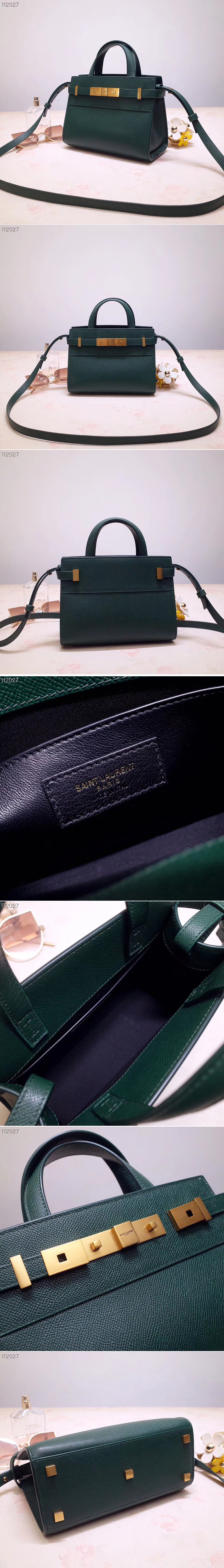 Replica Saint Laurent 593741 YSL Manhattan Nano Bag in Green Grain de Poudre Embossed Leather