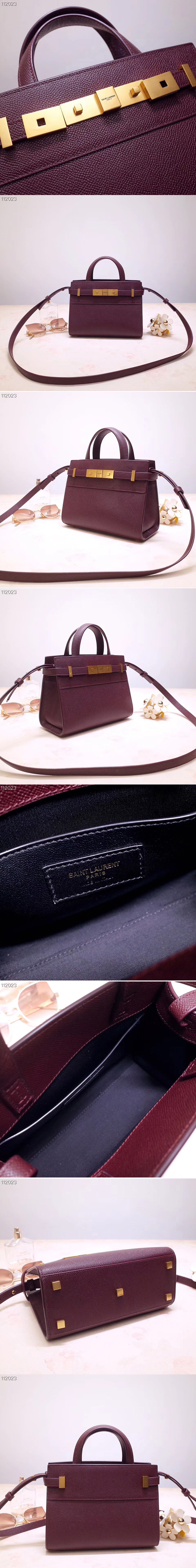 Replica Saint Laurent 593741 YSL Manhattan Nano Bag in Purple Grain de Poudre Embossed Leather