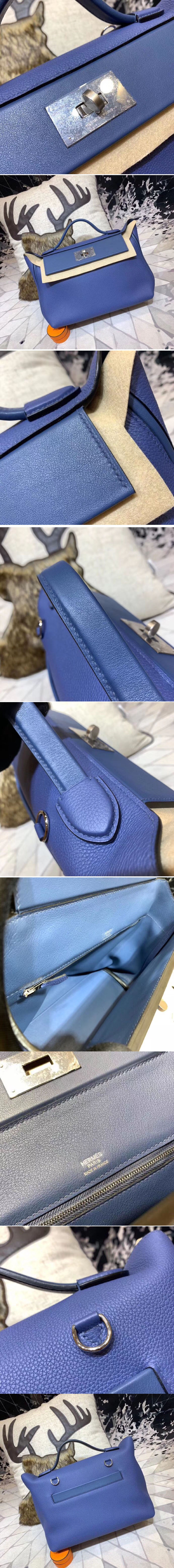 Replica Hermes Kellyw 24cm Bags Original Blue Togo Leather Full Handmade 