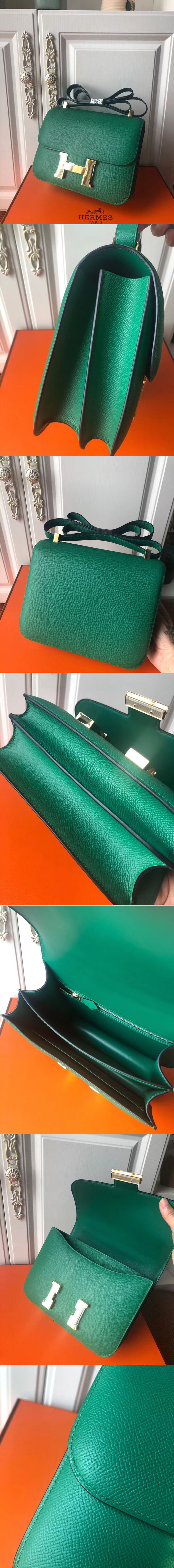 Replica Hermes Constance 24cm Bag Original Green Epsom Leather With Gold 