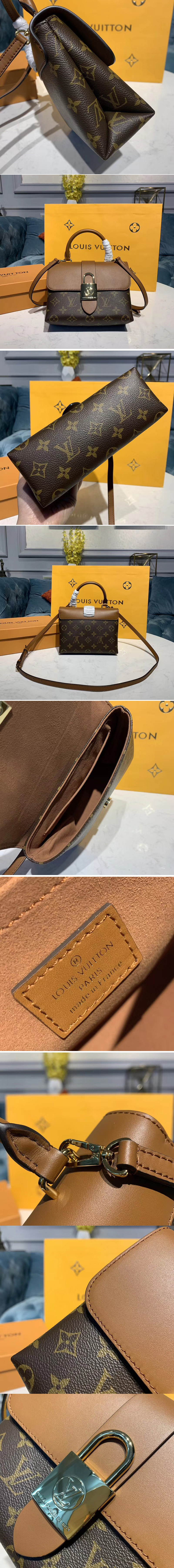 Replica Louis Vuitton M44797 LV Locky BB bags Brown Monogram Canvas and Smooth Cowhide Leather