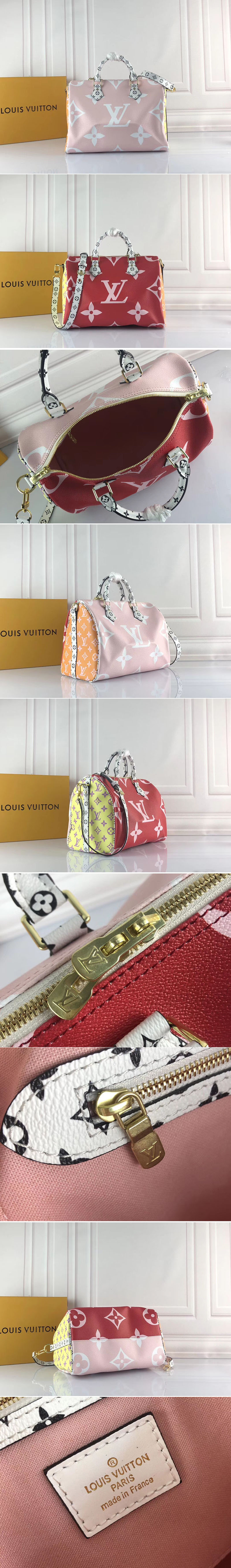 Replica Louis Vuitton M44573 LV Speedy Bandouliere 30 Red/Pink/Orange/Yellow