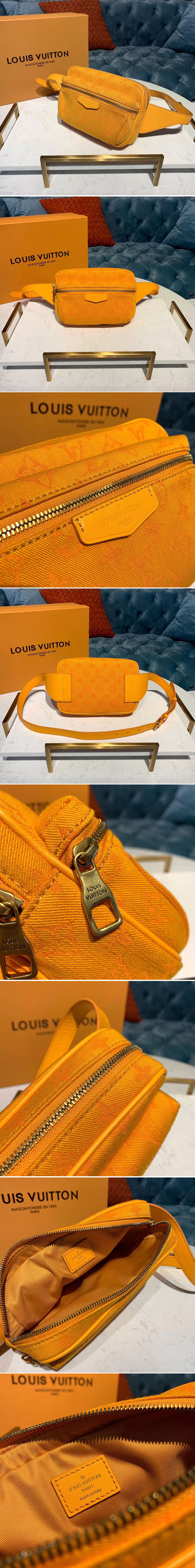 Replica Louis Vuitton M44623 LV Outdoor bumbag Orange Monogram Denim