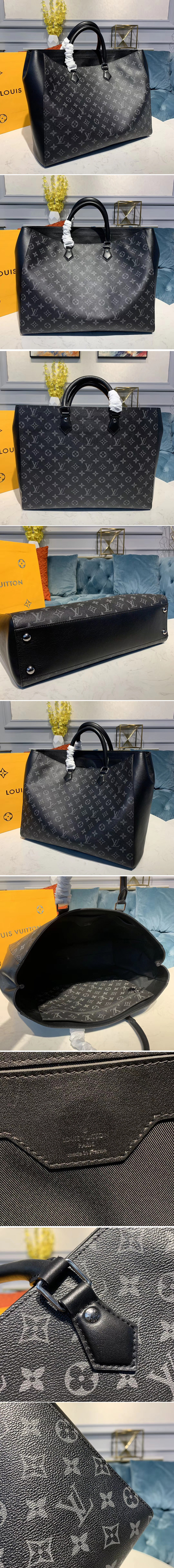 Replica Louis Vuitton M44733 LV Grand Sac New tote bags Monogram Eclipse canvas